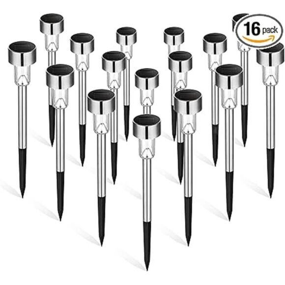 16 Pack Stainless Steel LED Landscape Lights - Waterproof Solar Pathway Lights - Picture 7 of 7